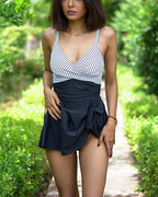 Aura Swim dress – striped twist-front, image 2 of 5