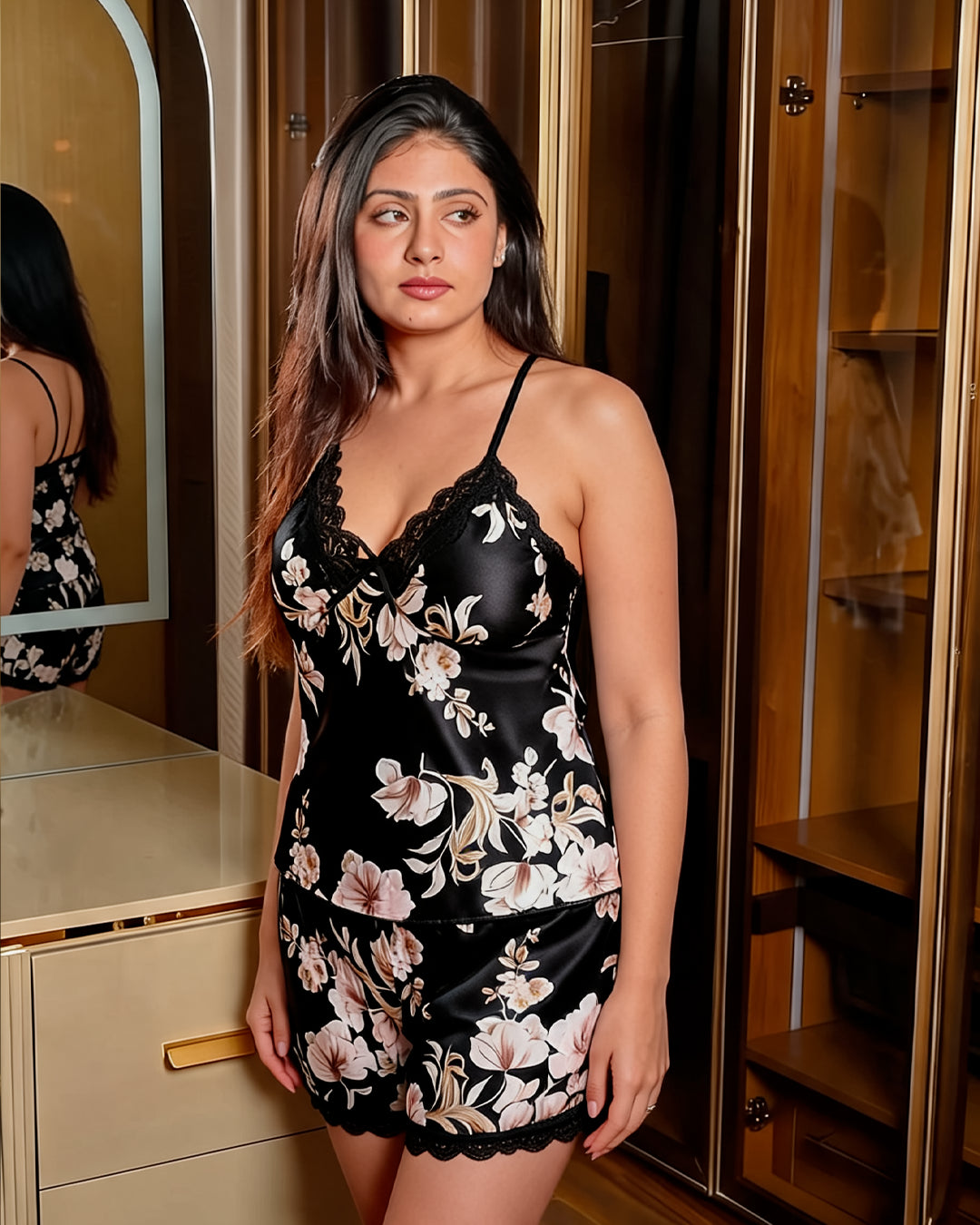 Bloom Set – floral satin cami & shorts, image 3 of 4