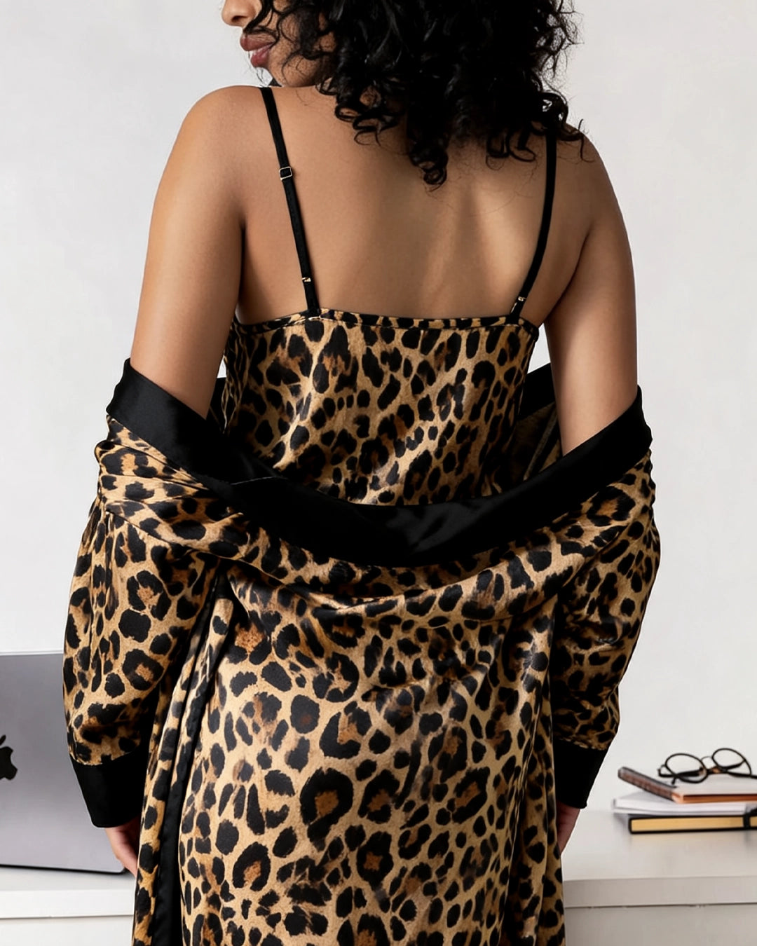 Dune Chemise Set – leopard slip & robe, image 4 of 4