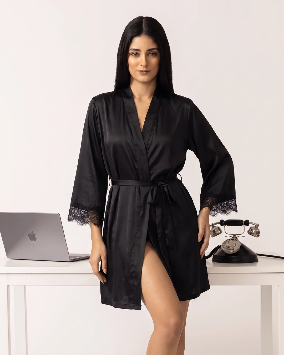 Heather Robe Set – satin mesh robe, image 1 of 4