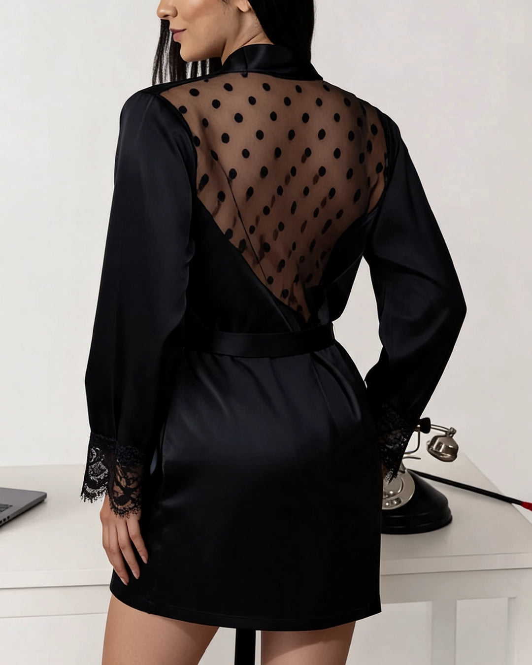 Heather Robe Set – satin mesh robe, image 4 of 4