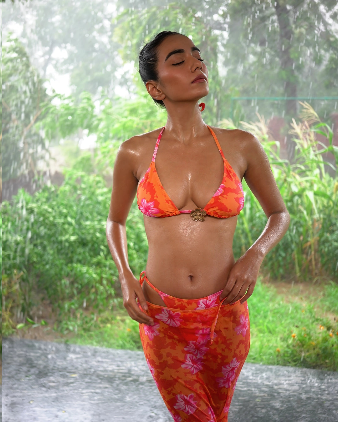 Siren Bikini set with Sarong – floral, image 1 of 5